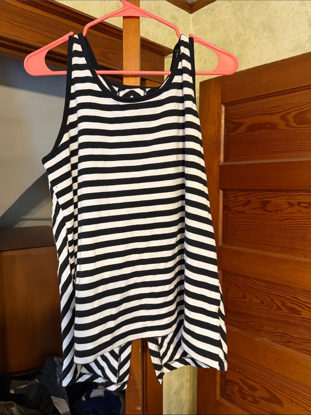 Time and Tru Black and White Striped Tank Top